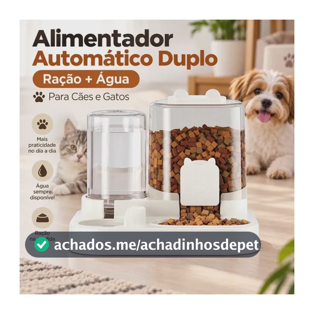 Alimentador Comedouro e Bebedouro Automático Duplo Ração e Água Pet Cães Gatos