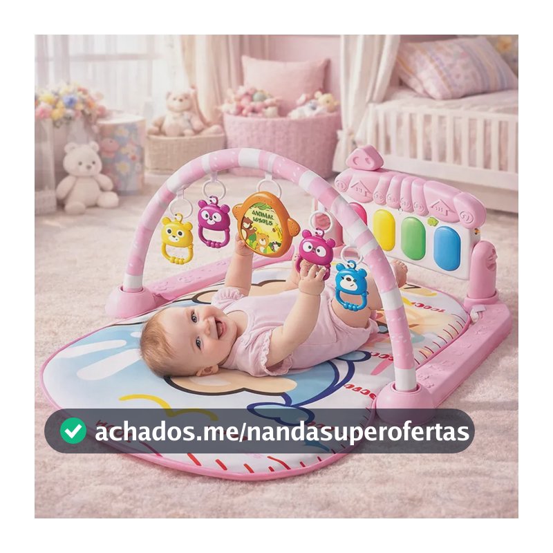 Tapete Bebê Atividades Musical Piano Interativo Luz Som Rosa