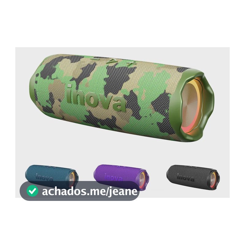 Caixa De Som Portatil Inova Caixinha Com Rgb Tws Recarregável Subwoofer, Potente Caixas Bluetooth Ideal Festas Ao Ar Livre E Uso Diário, Camouflage