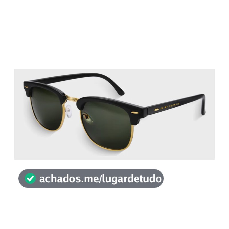 Óculos de Sol Quadrado Clubmaster Soho Green Black, da Saint Germain, em Metal Preto