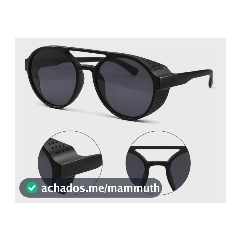 Óculos De Sol Masculino Alok Redondo Preto Fosco  Design