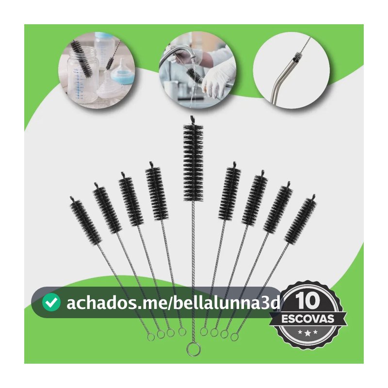 Kit 10 Escovas De Limpeza Nylon Para Canudos, Garrafas, Copos, Mamadeiras E Tubos Cerdas Flexíveis, Antiferrugem E Alta Durabilidade Boa Dica