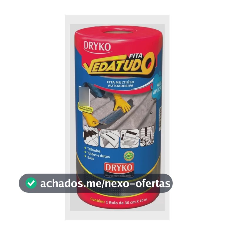 Fita Asfáltica Adesiva 30cm x 10m Dryko Alumínio Vedação Telhados