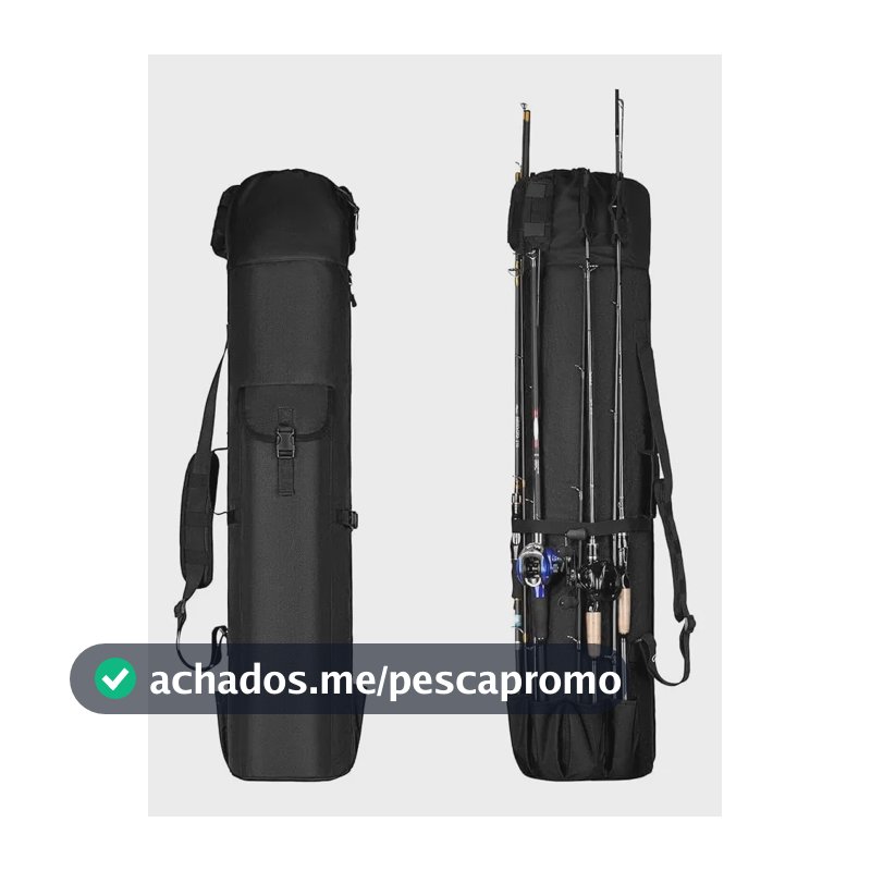 Bolsa Porta Vara De Pesca Dupla Camada Bolsa Para Vara Pesca Preto