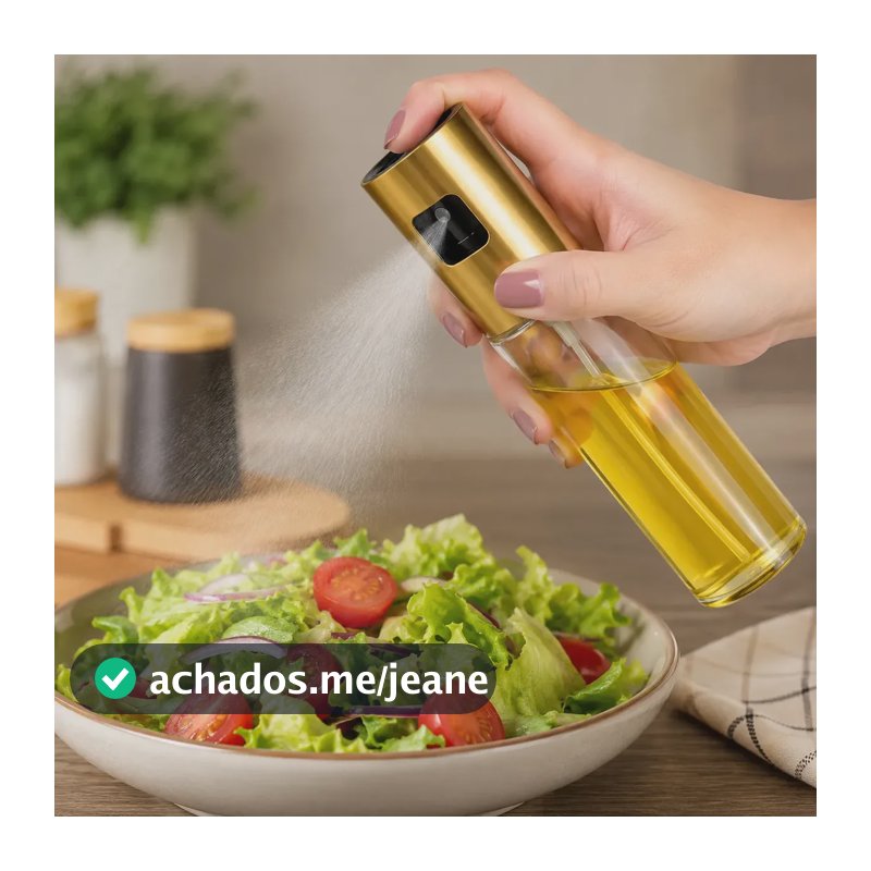 Pulverizador Azeite Vinagre Spray Borrifador Vidro Aço Inox Cor Dourado