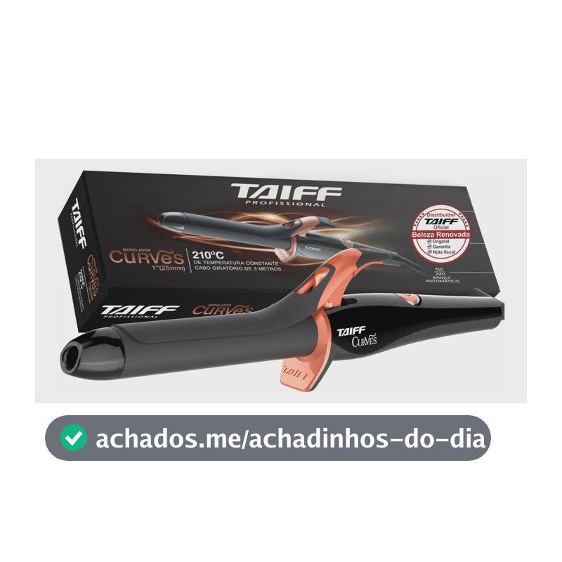 Modelador De Cachos Taiff Curves Cerâmica Preto 1 Polegada 25mm Bivolt