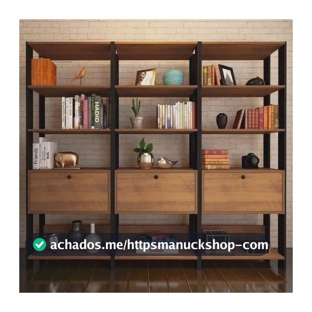 Conjunto 3 Estantes Para Livros Industrial 1 Porta Mdp Db Marrom