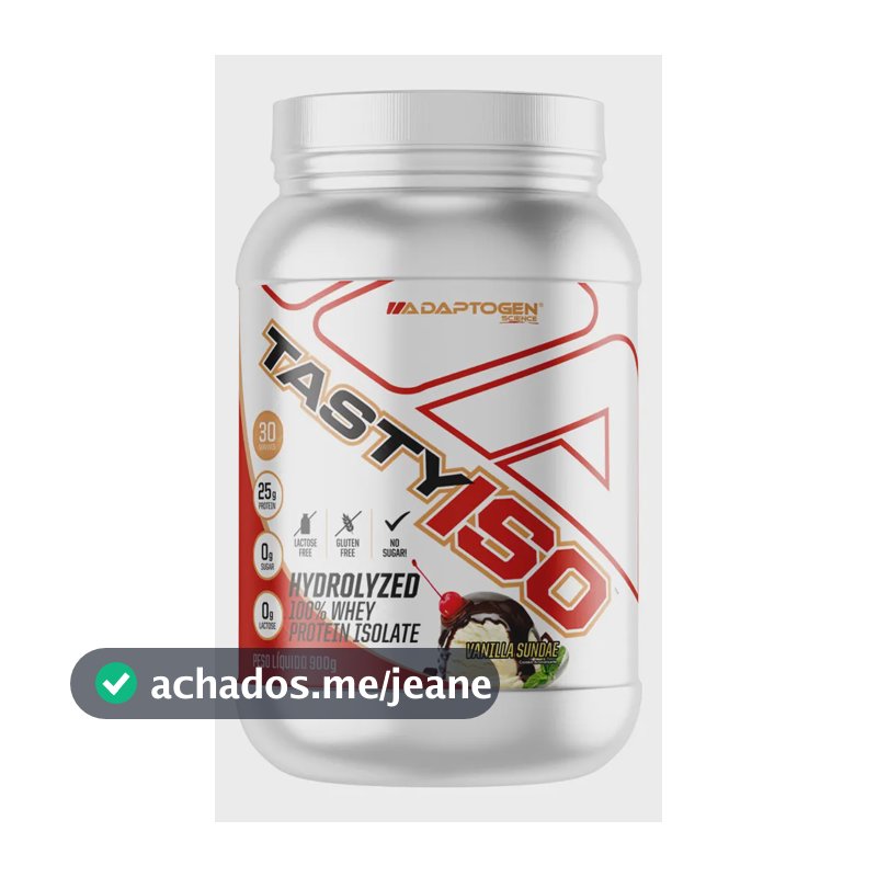 Suplemento Tasty Iso Whey Protein Isolado Pote 900g Adaptogen Science Sabor Baunilha