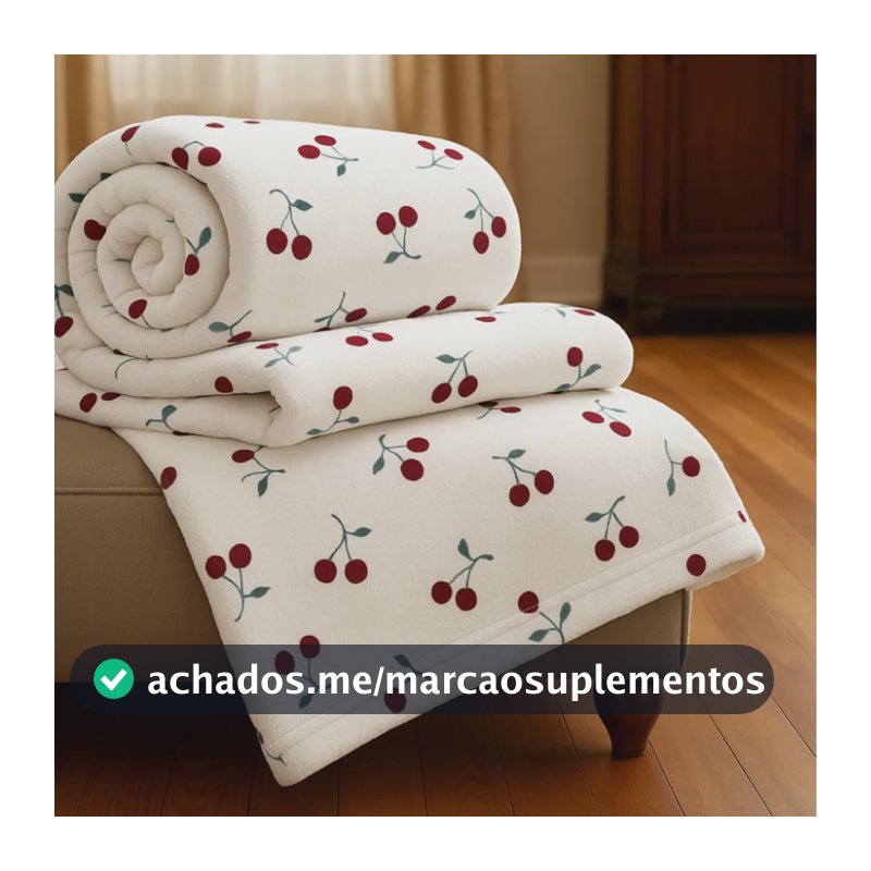 Cobertor Casal Manta Cereja Habitat Poá Bolinha Soft Macia Cereja Cerejas