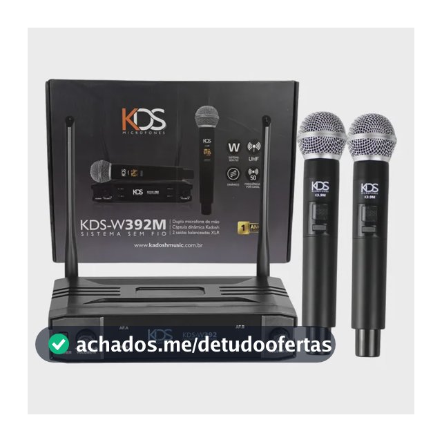 Microfone Sem Fio Duplo Profissional Kadosh Kds-w392m-h-c