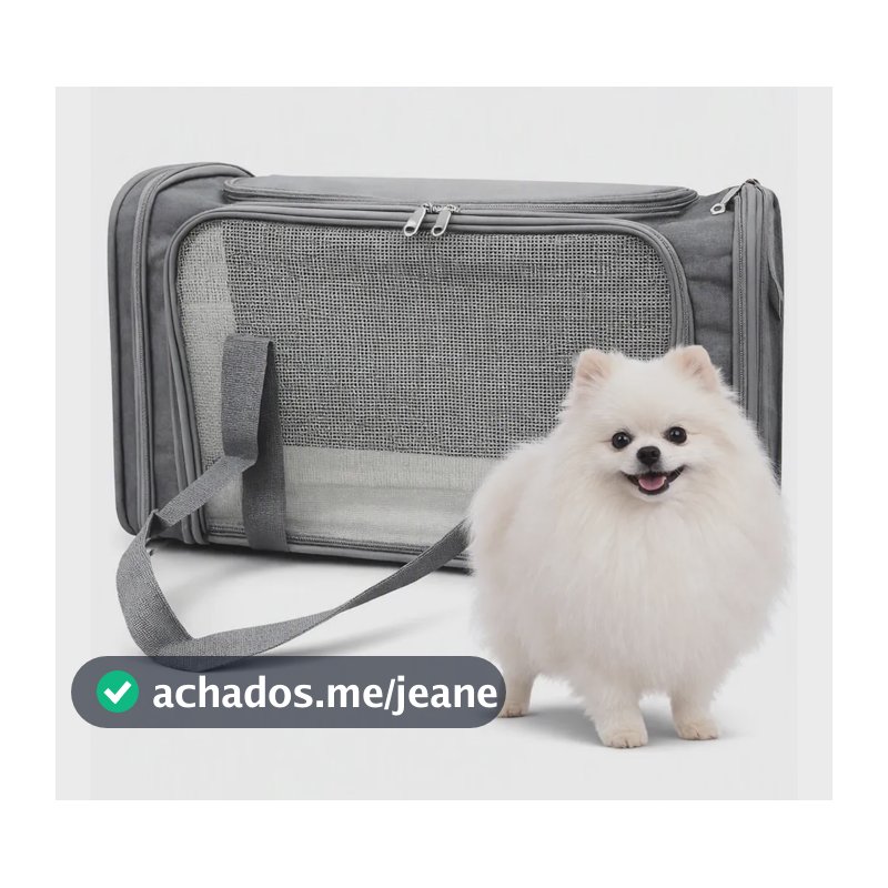Bolsa Transporte Pet Cabine Avião Cachorro Gato Luxo Premium Cinza