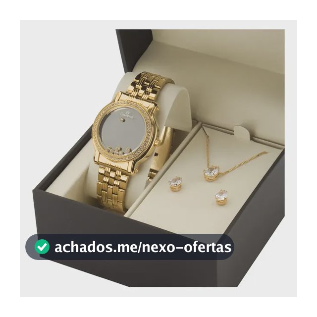 Relógio Champion Feminino Digital Led Dourado Strass Com Colar e Brincos Ch48055b Original