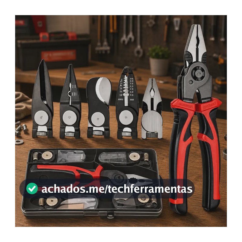 Alicate 5 Pontas Multifuncional Universal Linha Profissional Vermelho E Preto