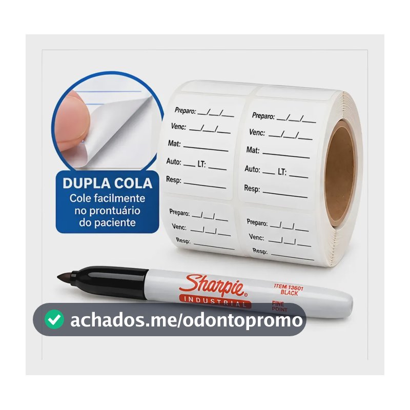 Kit Etiqueta Dupla Cola + Caneta Ident Autoclave Anvisa Branco