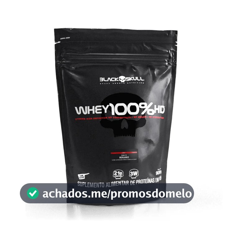 Proteína Black Skull Whey 100% HD em pó sabor Morango x 900g