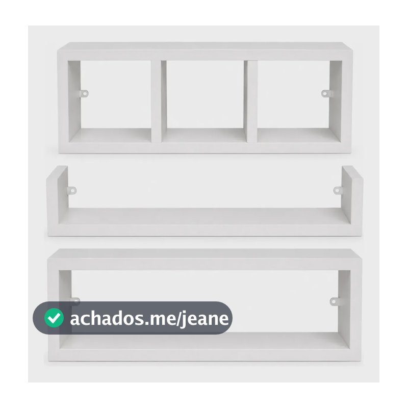 Nicho Prateleira Kit 3 Peças P/ Banheiro Mdf Branco Tx Branco