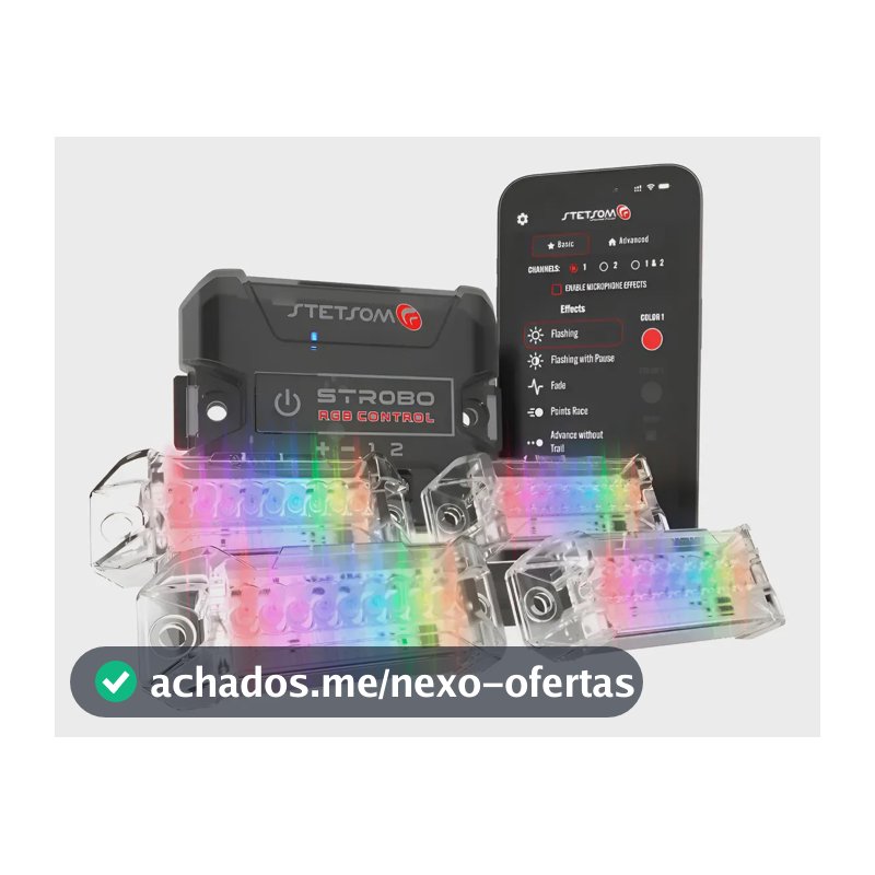 4 Strobo Stetsom Led Rgb Automotivo Bluetooth Com App 12v 12 Preto Rgb