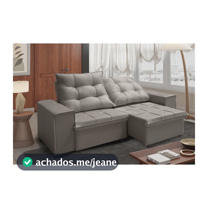 Sofá Retrátil Reclinável Verona Plus 2,00 Velut Hellen Decor Cappuccino Liso