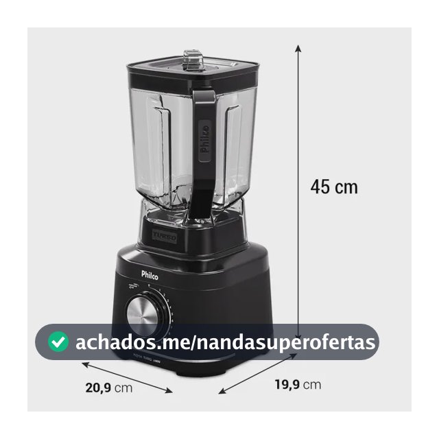 Liquidificador Philco 1500W 3,1L 12 Velocidades com 6 Lâminas PLQ15A