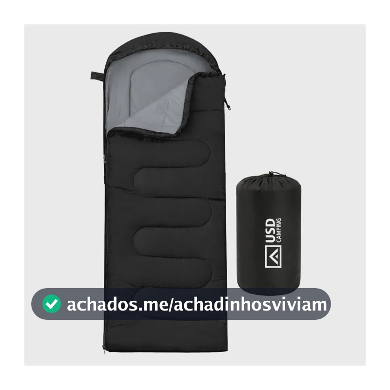 Saco De Dormir Camping Impermeável Usd Confortável 2,10m X 75cm C/ Bolsa De Transporte Cor Preto