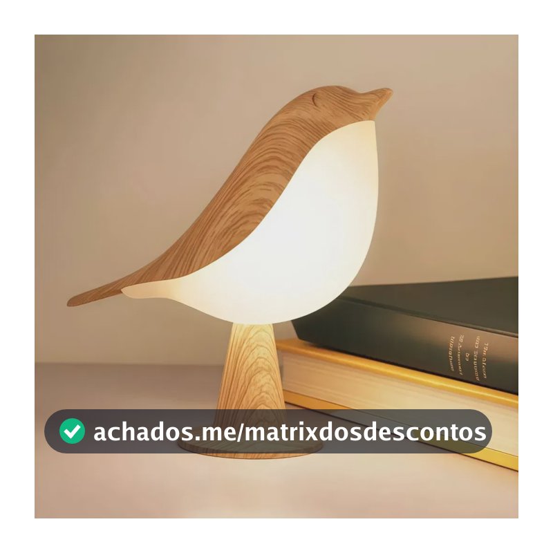 Luminária Passarinho Led Recarregável Usb Touch 3 Cores Marfim