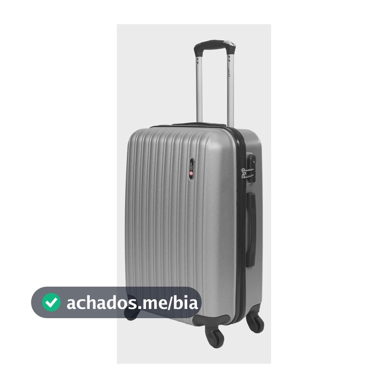 Mala de viagem 23kg Média ABS Rodas 360° Removíveis Londres Swiss Move Prata