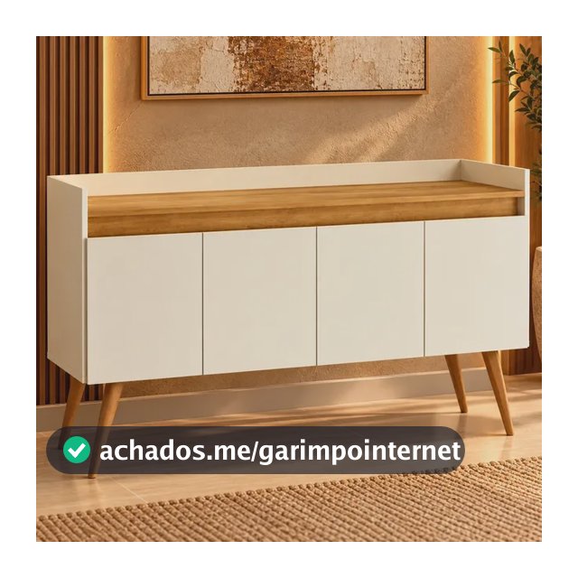 Buffet Luxo Decorativo 4 Portas Para Sala Moderna Prateleira