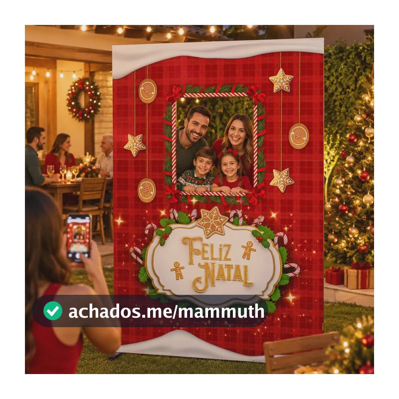 Painel Natal para Fotos Decoração Festa de Natal Cenário Natalino Interativo Feliz Natal em Tecido Vazado 1,5x2,2m Fundo para Fotos
