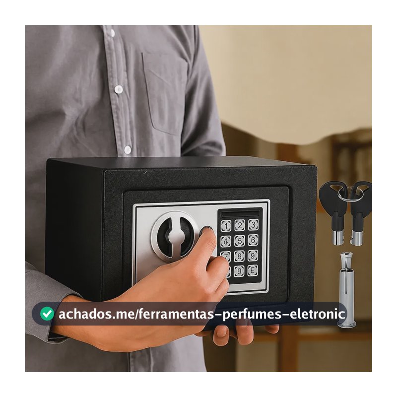 Cofre Digital Eletrônico Teclado Chave Startools Preto