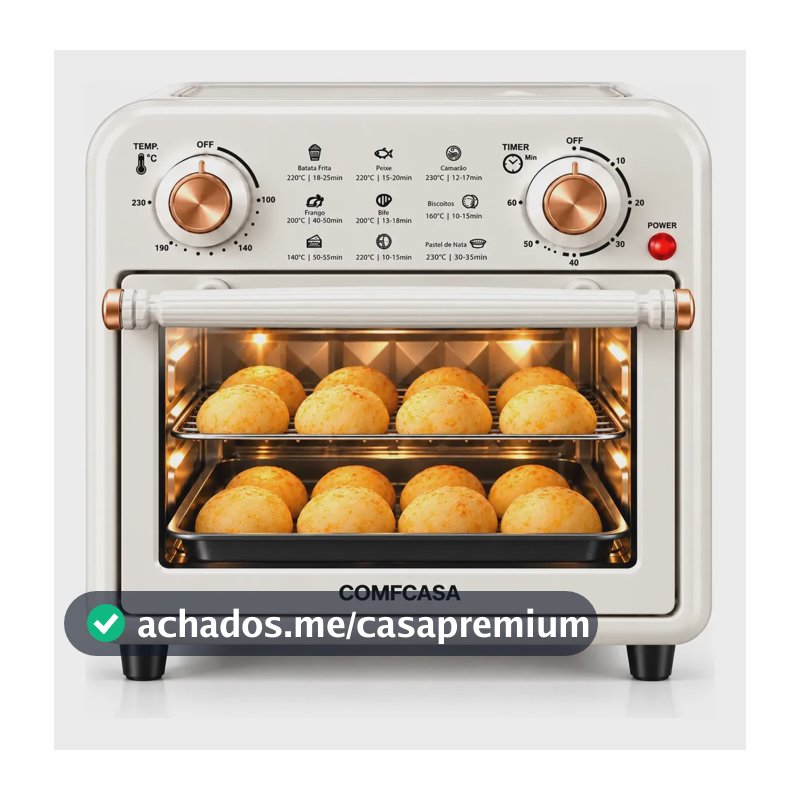 Forno Air Fryer Retrô 12l Branca Fritadeira 3 Em 1 1200w Branco 220v