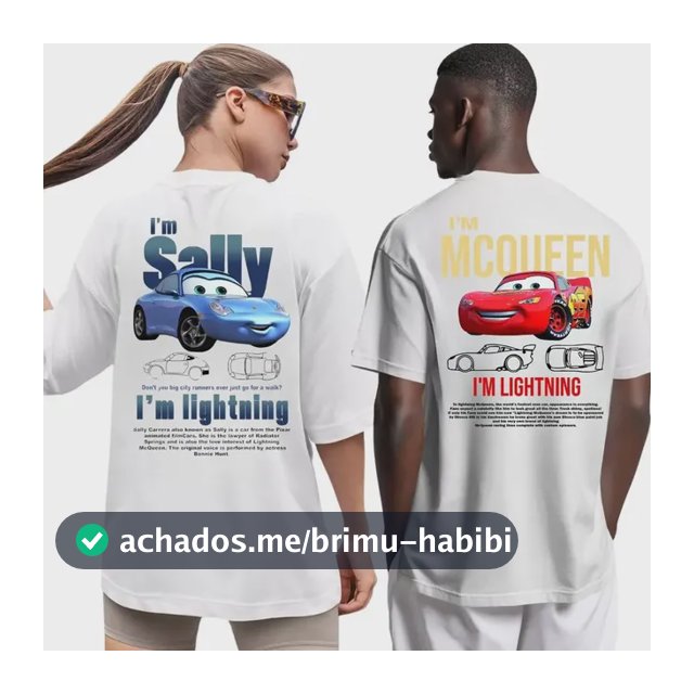 Kit Camiseta Casal Streetwear Carros  Mcqueen + Sally