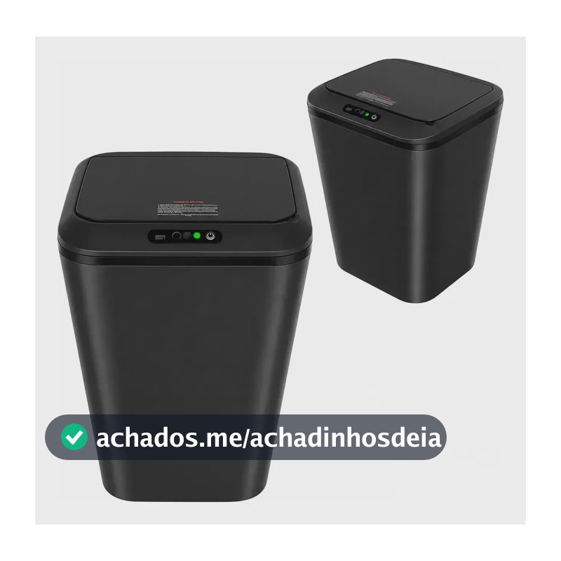 Lixeira Inteligente 16L Automática com Sensor de Presença Tampa Sem Contato Recarregável USB Controle de Odor