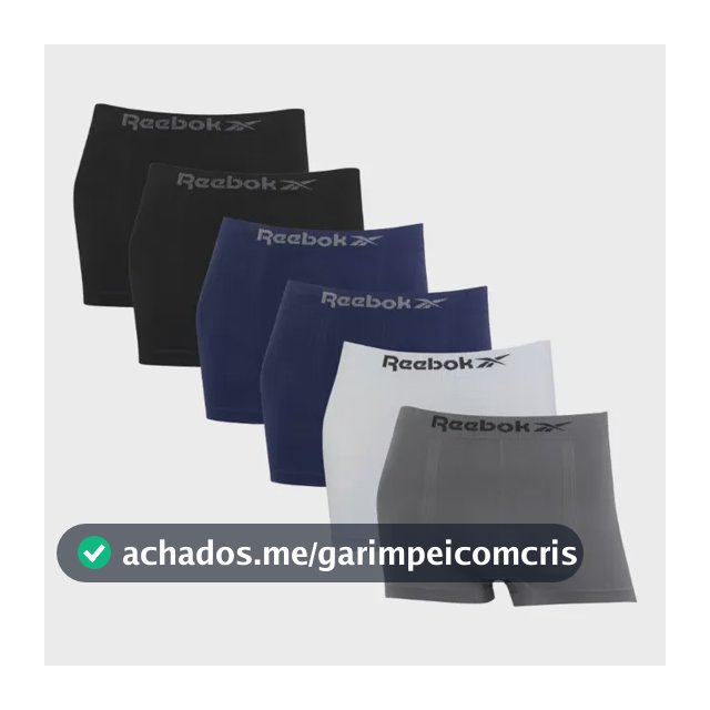 Kit 6 Cuecas Boxer Reebok Classic Microfibra Sem Costura