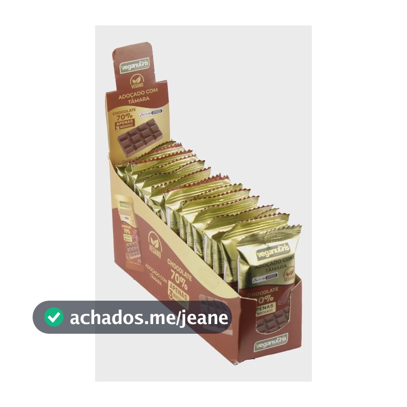 Display Chocolate 70% Cacau Adoçado C/ Tâmara 15und 13gr