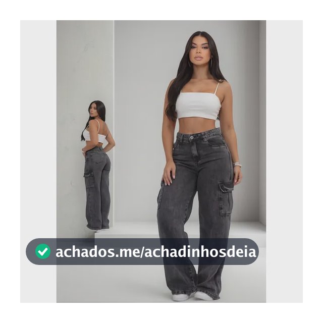 Calça Wide Cargo Jeans Feminina