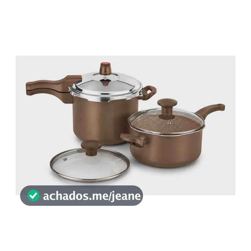Jogo De Panela De Pressão Antiaderente 4,5 Litros E 3 Litros Chocolate