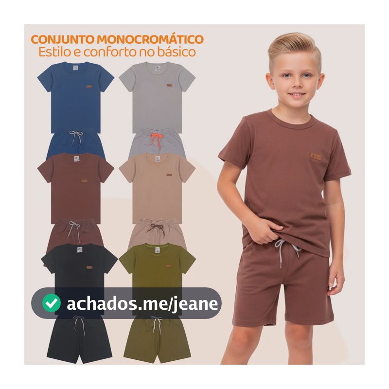 Kit 6 Peças De Roupa Infantil Menino Minimalista De Verão Liso/minimalista 3 Conjuntos 8 [veste 6/7 Anos]