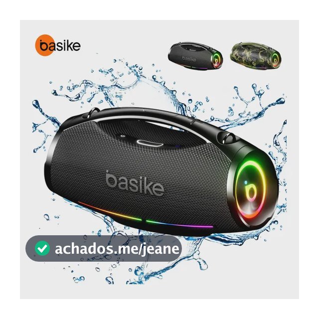 Caixa de Som Basike Boombox 200W Bluetooth Portátil com 36h e IPX6