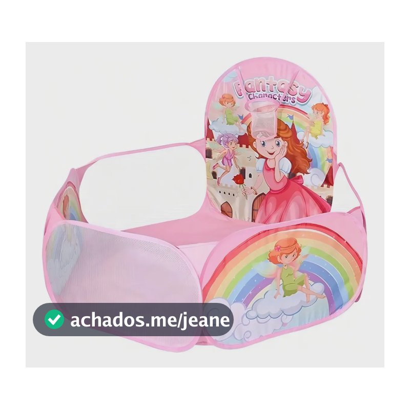 Piscina De Bolinhas Infantil Com Cesto De Basquete Bolsinha Cor Rosa Princesa