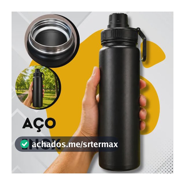 Garrafa De Água Termica 800ml Café Inox Copo Frio E Quente Preto