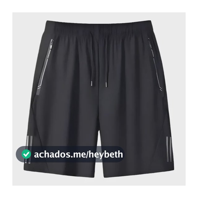 Short Masculino Bermuda 2 Bolsos Zíper Secagem Rápida Fina