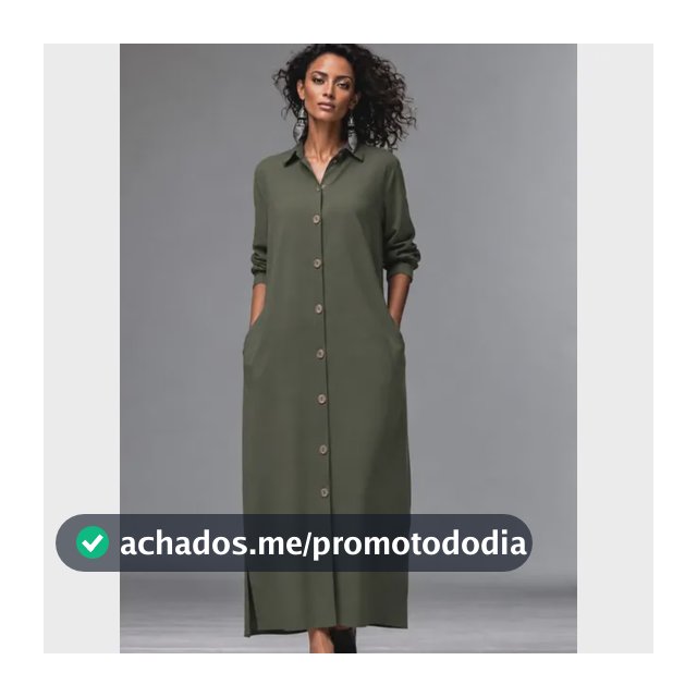 Vestido Chemise Manga Longa Botões Bolsos