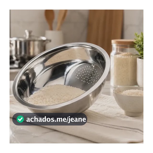 Escorredor Lavador De Arroz Inox 26cm Tigela Escorredora Com Drenagem Para Lavar Arroz Feijão Grãos Legumes Frutas Multiuso Cozinha