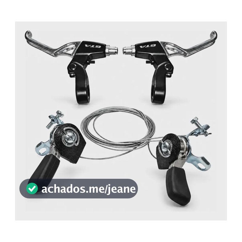Alavanca Trocador Aluminio Cambio De Marcha+ Manete Aluminio Preto Freio V-brake Mecânicos