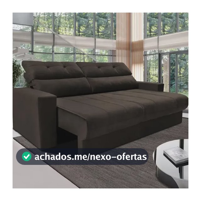Sofá 3 Lugares Clean Retrátil Reclinável Cama Inbox - Caf - Liso