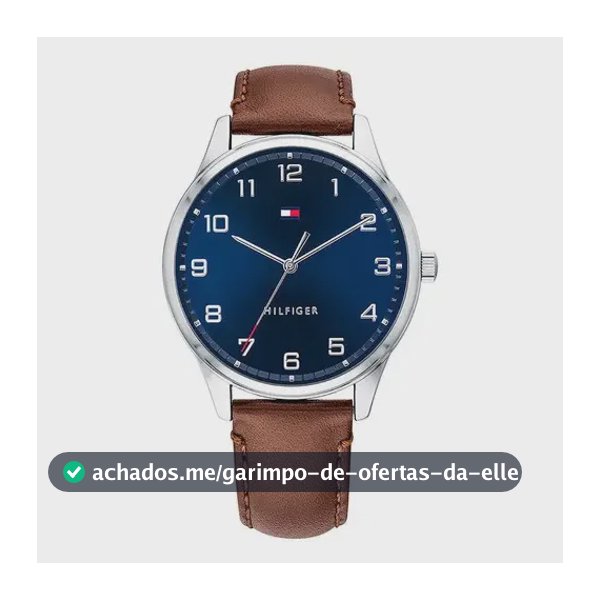 Relógio Tommy Hilfiger 1791659 Cor de malha original: cor de moldura marrom, cor de fundo prateada, cor de fundo azul