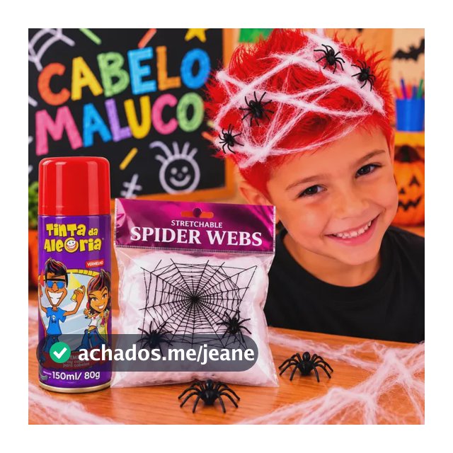 Kit Festa Penteado Cabelo Maluco Teia De Aranha E Tinta Vermelho