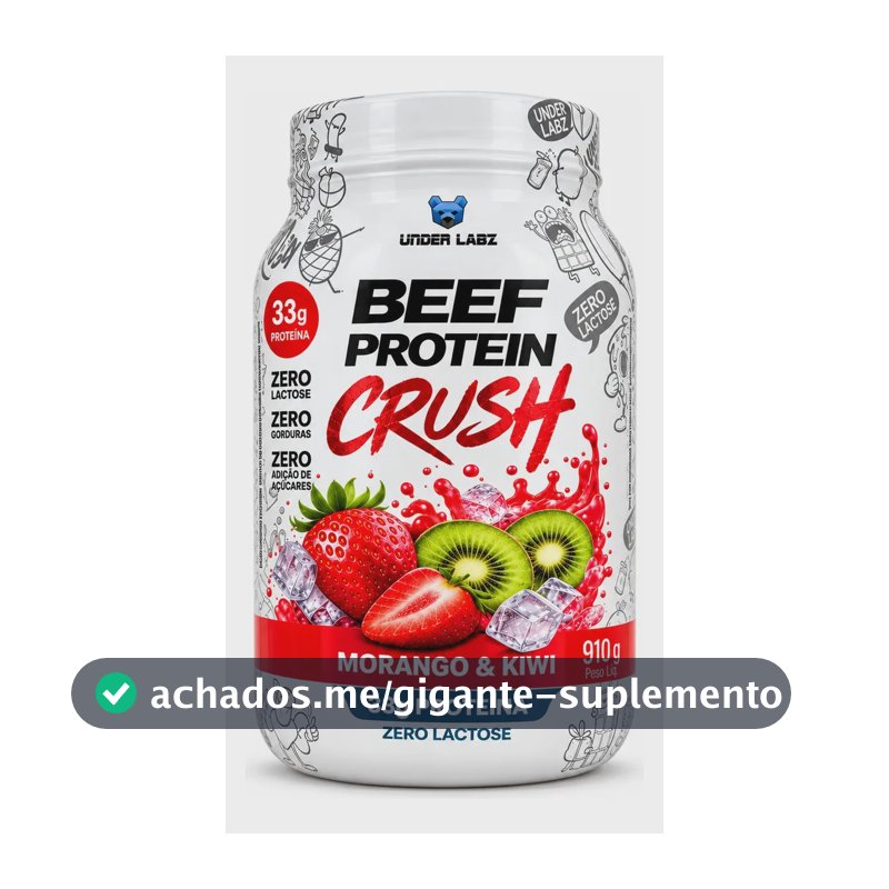 Proteína Under Labz Beef Crush em pó sabor Morango kiwi x 910g