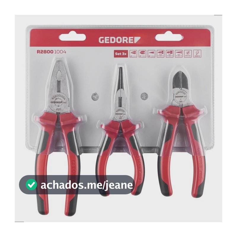 Kit Jogo 3 Alicates Corte, Bico, Universal Gedore Red 8 E 6