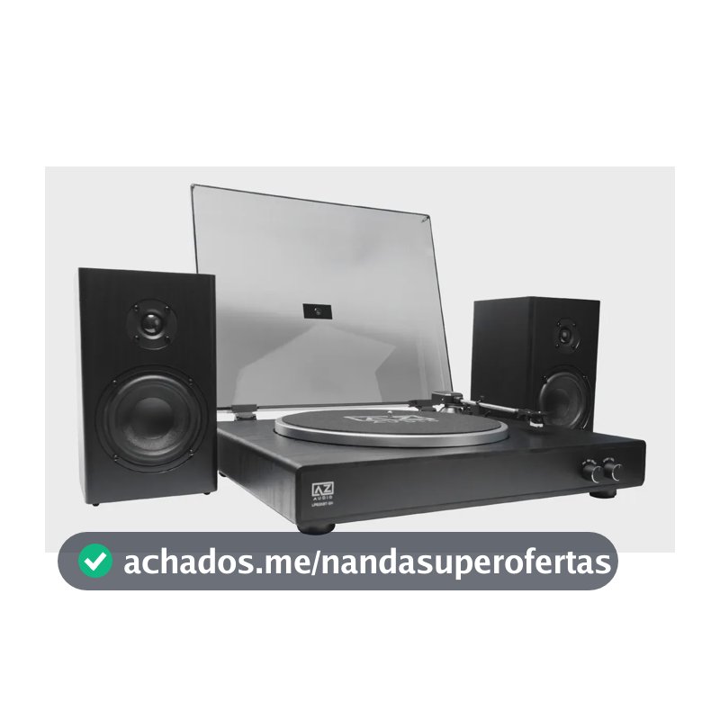 Toca-Discos AZ Audio AZ-LP60XBT Preto Bluetooth, Com Caixas Estéreo e Auto Stop